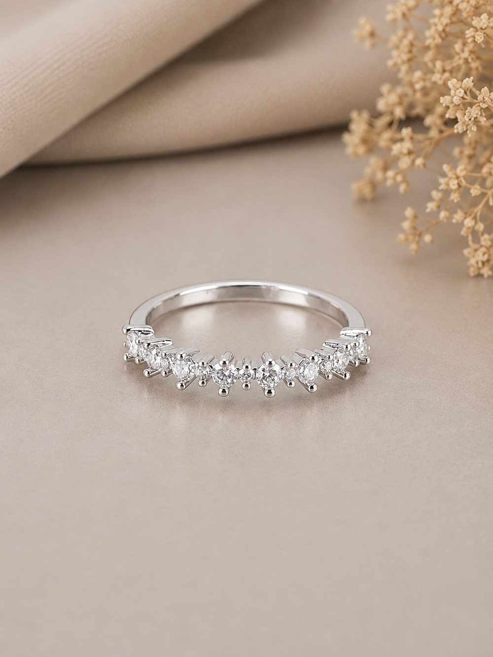 Silver CZ Band Ring